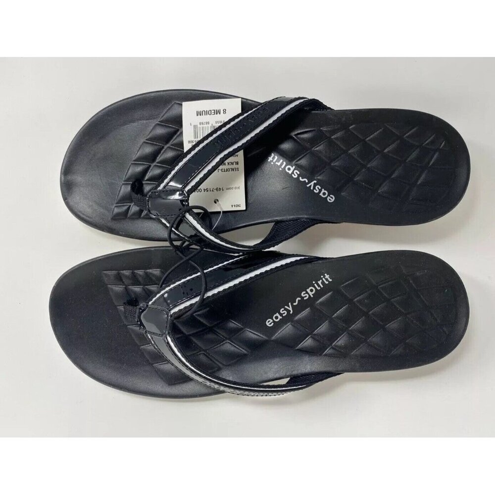NWT Easy Spirit Sealoft Womens Flip-Flops Sz. 5M Black/White Sea Loft 3 - Picture 4 of 4